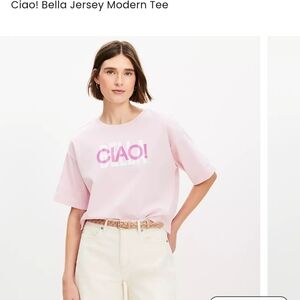 LOFT Light Pink Tee with Bold Graphic